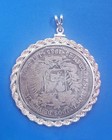 Vintage 1935 Venezuela 90  Silver 25 Gram Coin With Sterling Silver Rope Bezel