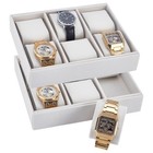  2 Pack Velvet Watch Tray Jewelry Organizer  6 Grid Adjustable Tray Watch 