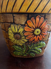 Vintage Ardco Pottery Weaved Daisy 70 s Flower Power Pot Planter Yellow Orange