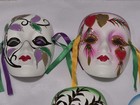 Vintage Lot Of 5 Ceramic Hand Painted Small Decorative Mardi Gras Masks