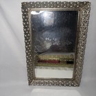 2 Vtg Gold Metal Vanity Dresser Mirror Tray Make-up Trinket Hollywood Regency