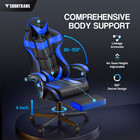 Gaming Chair Footrest Massage Lumbar High Back Ergonomic Office Chair Blue