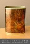 Vintage Mid Century Rare   Cool  Mcm Tin Wastebasket  Bin Faux Burlwood 60s Gold