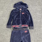Juicy Couture Velour Tracksuit Girls 2t Blue Hoodie Sweatpants Glitter Logo Y2k