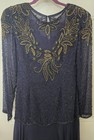  Vintage Alfred Angelo Blue Dress Fully Hand Beaded Silk Dress Size 10 