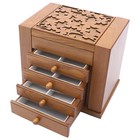 Vintage Large Jewelry Organizer Wooden Storage Box 5 Layers Case With 4 Drawers