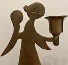 Vintage Pair Solid Brass Angel Taper Candle Holders Candlesticks Heavy 7 5   