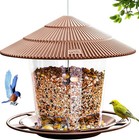 Hanging Bird Feeder Squirrel Proof For Outdoor Wild Bird Seed  Brown