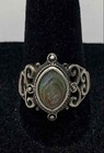 Vintage 925 Sterling Silver 4pc Opal Abalone Ring Bracelet Hoop Earrings