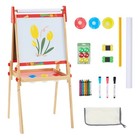 Gianna Kids Easel Set With Paper Roll  Adjustable Height Wooden Double-sided Mag