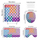 4 Pcs Checkered Shower Curtain Sets Fun Gingham Bathroom Sets Soft Non Slip B   
