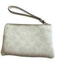 New Coach Signature Logo Corner Zip Wristlet - Ivory