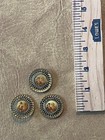 3 Antique Buttons Large Metal Buttons W  Lithograph Of Woman And Man Portrait