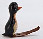 Vintage Miniature Hand Painted Pewter Penguin Skiing