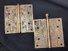 Beautiful Pair Antique Victorian  Bronze 5    X 5    Door Hinges Very Ornate