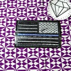 Thin Blue Line Flag Iron On Patch 3 25 x2  Gray On Black Police Law Enforcement