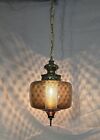 Vintage Hanging Swag Lamp Amber Glass Large With Chain