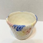 Vintage Ceramic Basket Weave Blue Pink White Votive Candle Holder 2 25  Japan