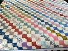 Vintage Handmade Hand Quilted Pieced Patchwork Bow Tie Cotton Quilt 72    X 84   