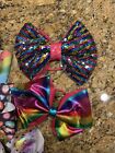 Jojo Siwa Hair Bows Lot Of 5 Sequins Rainbow Unicorn Diamonds
