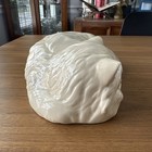 Vintage Sleeping Cat Figurine Ceramic White Persian Kitty Curled Closed Eyes 11   