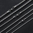 Rope Chain Necklace Silver Stainless Steel 2 3 4 5 6mm  16-30  Mens Womens - Usa