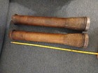 Two Vintage Wooden 14  Inch Beehive Bobbin Spool Industrial Textile 