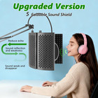Microphone Isolation Shield  5 Panels Foldable Mic Sound Shield With Adjustab   