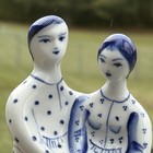 Vintage Gzhel Hand Painted Porcelain Figurine Couple Made In Russia Ussr Great