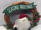 Season   s Greetings Santa Wreath     Rustic Holiday Grapevine Door Decoration