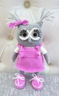 Handmade Crochet Owl In Pink Dress And Sneakers