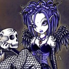 Gothic Fairy Blue Angel Skull Gabriella Signed Print Myka Jelina Wall Art 