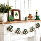  6 6 Ft St  Patrick s Day Wood Bead Garland Vintage Rattan Wicker Shamrock 