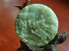 Chinese Artisan Hand-carved Delicate Natural Jadeite Landscape Pendant 196