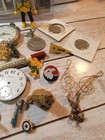 Vtg Junk Drawer Estate Lot Coins  Pocket Watch brass Tool   More 