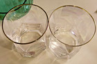 Diamond Glass Tumblers - Iridescent - Gold Rim - Set Of 2 Stemless Wine Glasses