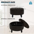 30 Inch Round Ottoman With Storage Tufted Pu Leather Storage Bench For Bedroom