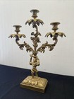 Large Antique Vintage Cast Iron Candelabra 3 Branch Candlestick Holder