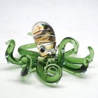 Glass Octopus Figurine Green Aquarium Ocean Decoration Miniature Hand Blown