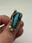 Vintage Turquoise Sterling Silver Ring Southwestern Size 7 25 Approx 9 Grams