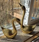 Vintage Pair Solid Brass Swans Gatco Mcm  8 75  And 5 5  Tall Classy Elegant