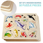 Toddler Puzzles Real Animal Wooden Set   Farm Ocean Wild Animals