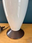 Vintage Modern Ceramic   Teak Tall White Table Lamp Mcm