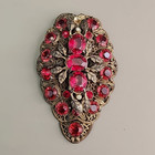 Vintage Rhinestone Dress Clip Red Glass Gold Tone Filigree 3 