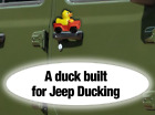 Yellow Rubber Duck In A  Orange Squeaking Jeep Ducking 2 8  Dashboard Ornament