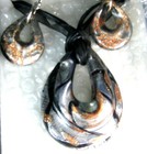 Hand Blown Glass Set  pendant Necklace Earrings Murano Style Art Boxed    h-2 0 