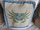 Aubusson Style French Country Needlepoint Pillow Petit Point Blue Crab