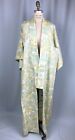 Vintage Kimono Robe Large Geisha Asian Japan Long Classic 60s 70s Green Handmade