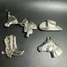 Vintage Western Button Covers Cowboy Hat boots Longhorn Horse Saddle Set Of 5