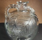 Vintage White House Apple Cider Vinegar Leaf Pattern Glass Jug 8   Tall 1930 s